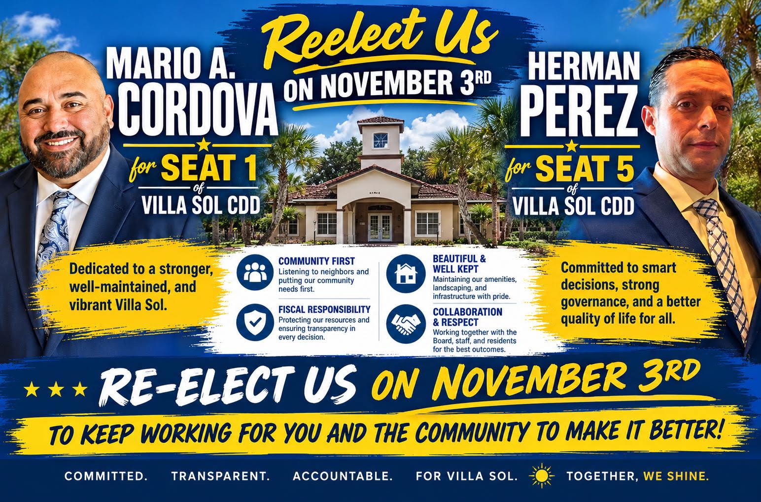 Mario A. Cordova and Herman Perez campaign flyer